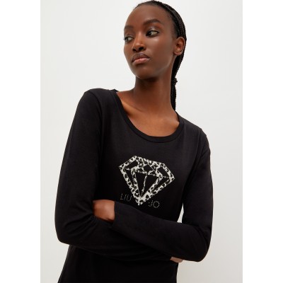 Eco-friendly T-shirt with print and gemstones