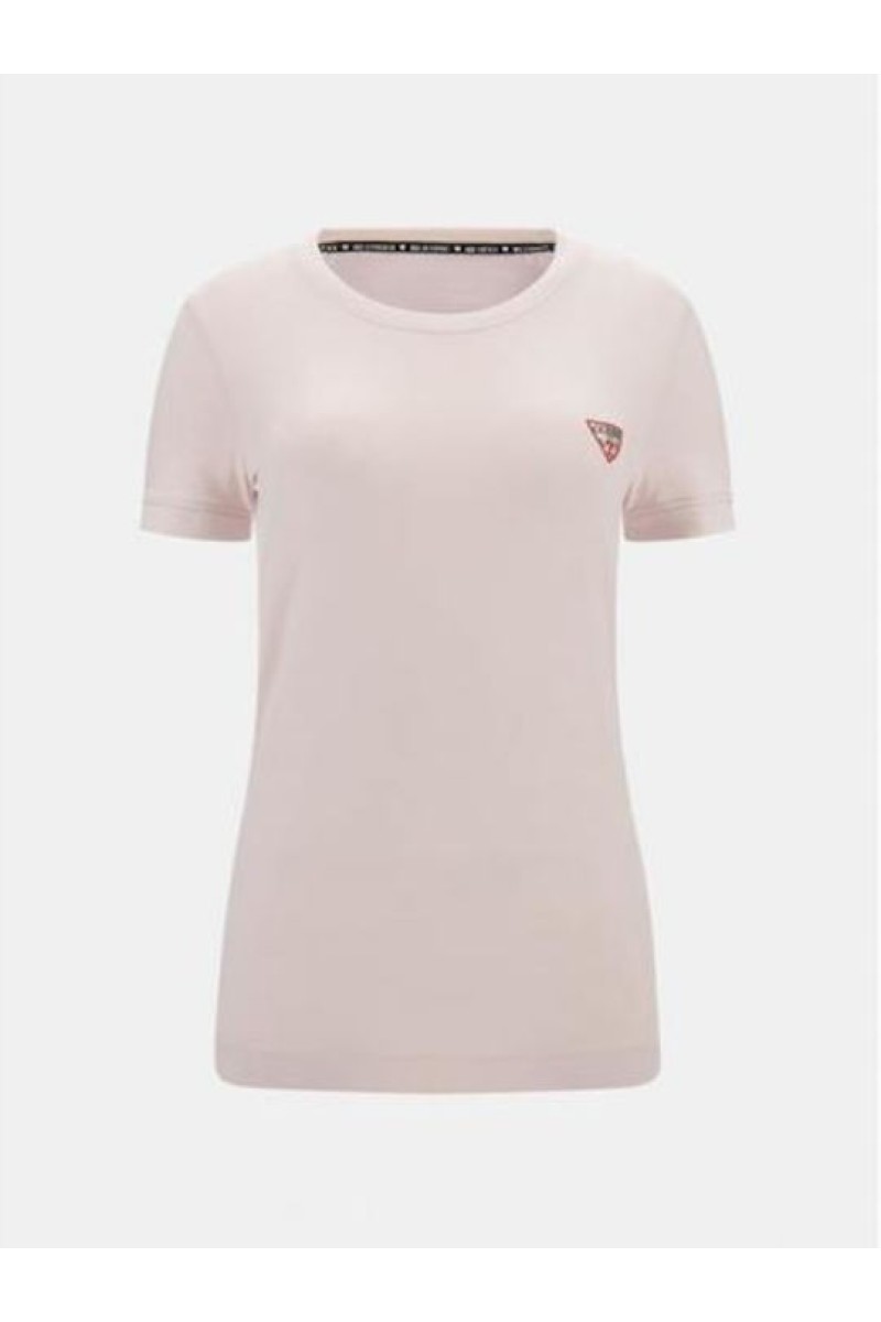 Guess T-shirt Ροζ με μικρό τριγωνικό λογότυπο 