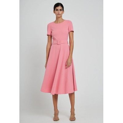 Κοντομάνικο φόρεμα Ροζ με ζώνη