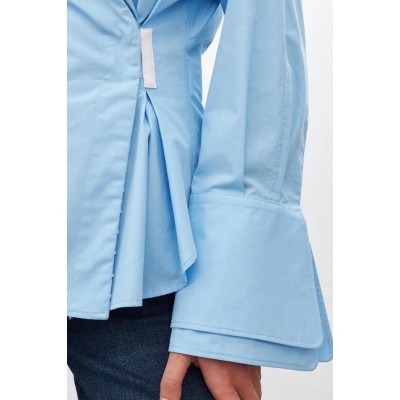Μακρυμάνικο πουκάμισο Γαλάζιο με λεπτομέρεια ασύμμετρο κλείσιμο