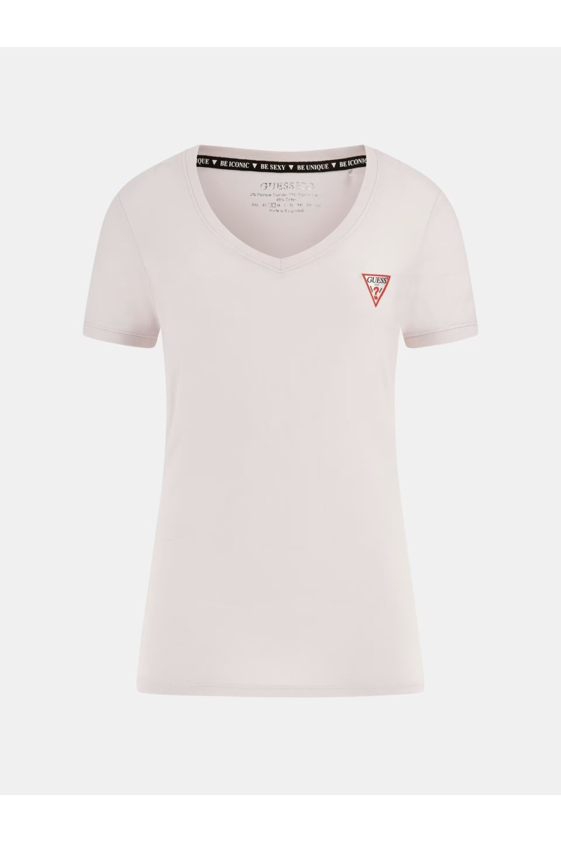 Guess Ελαστικό Ροζ  t-shirt με μικρό τριγωνικό λογότυπο 