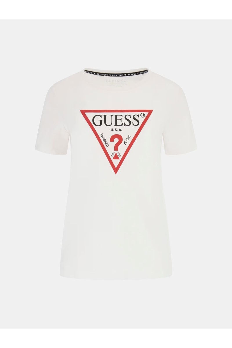 Guess T-shirt με τριγωνικό λογότυπο Λευκό