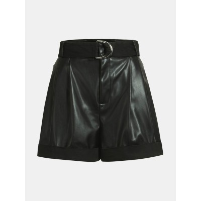 Faux leather belted short