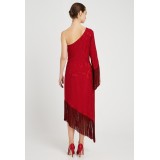 Ασύμμετρο φόρεμα με κρόσια Κόκκινο