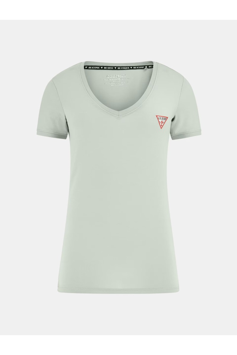Guess Ελαστικό Μέντα t-shirt με μικρό τριγωνικό λογότυπο 