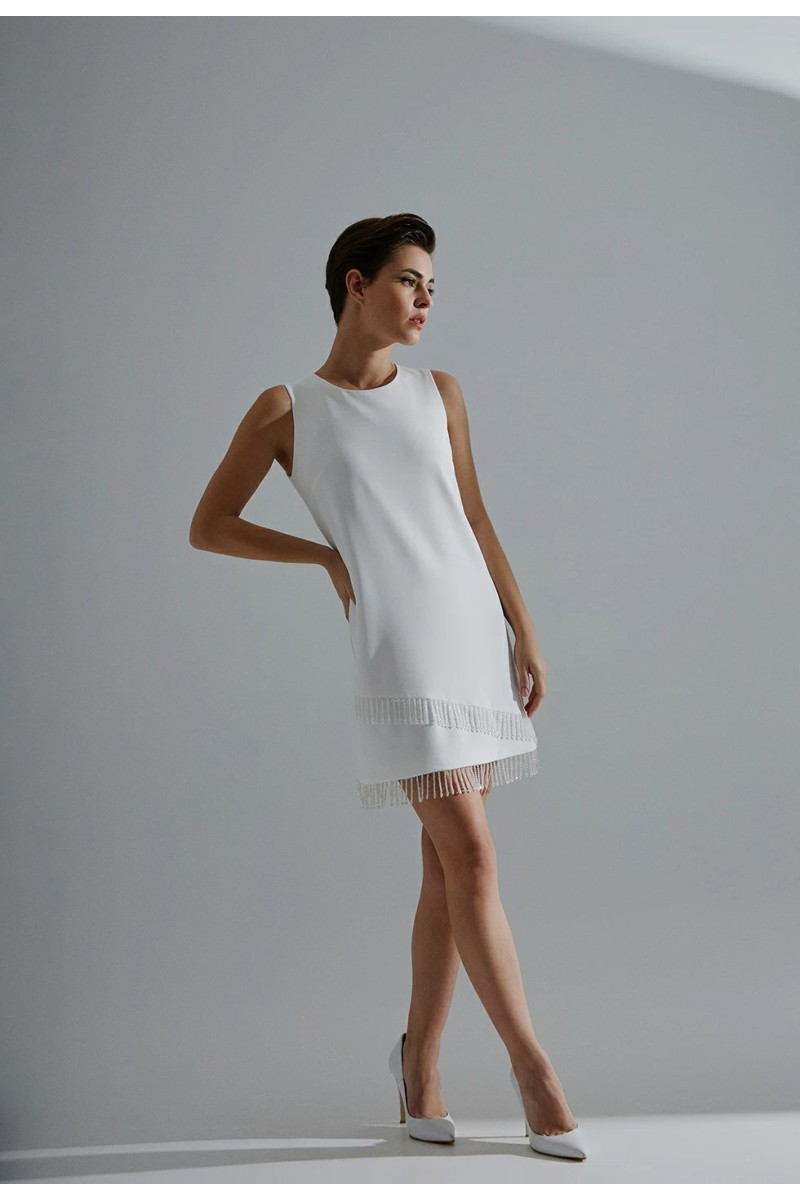Κοντό φόρεμα με κοσμήματα Λευκό