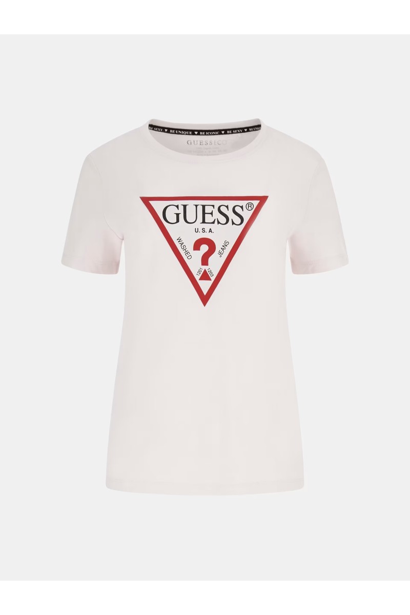 Guess T-shirt με τριγωνικό λογότυπο Ροζ