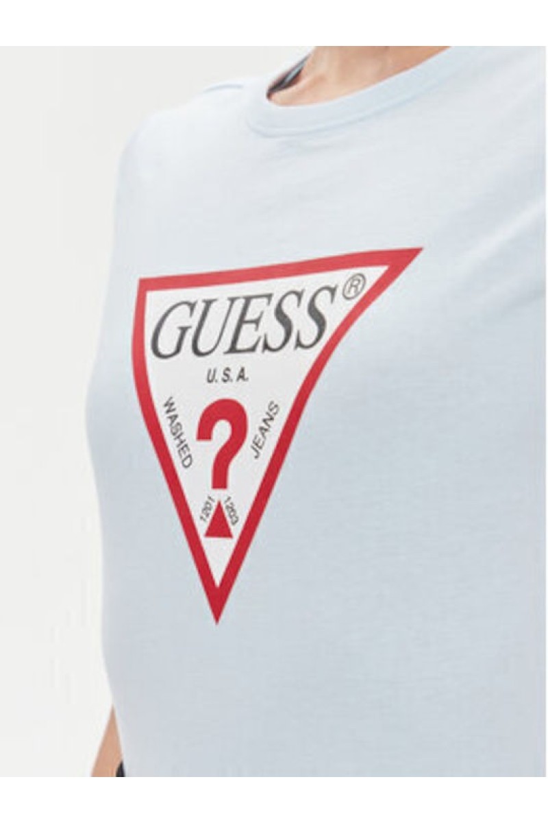 Guess T-shirt με τριγωνικό λογότυπο Γαλάζιο